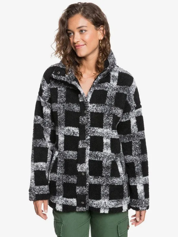 Roxy Womens Set Your Sights Check Sherpa Jacket