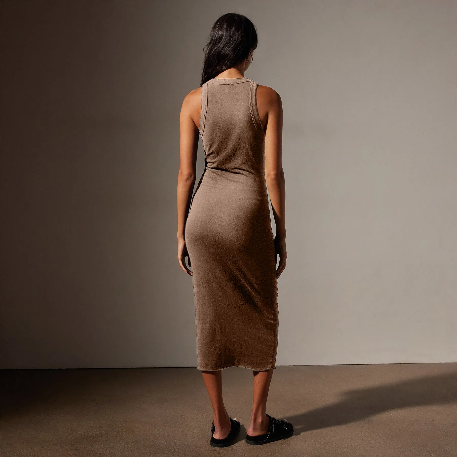 Ruched Cut Away Tank Dress - Cargo Pigment
