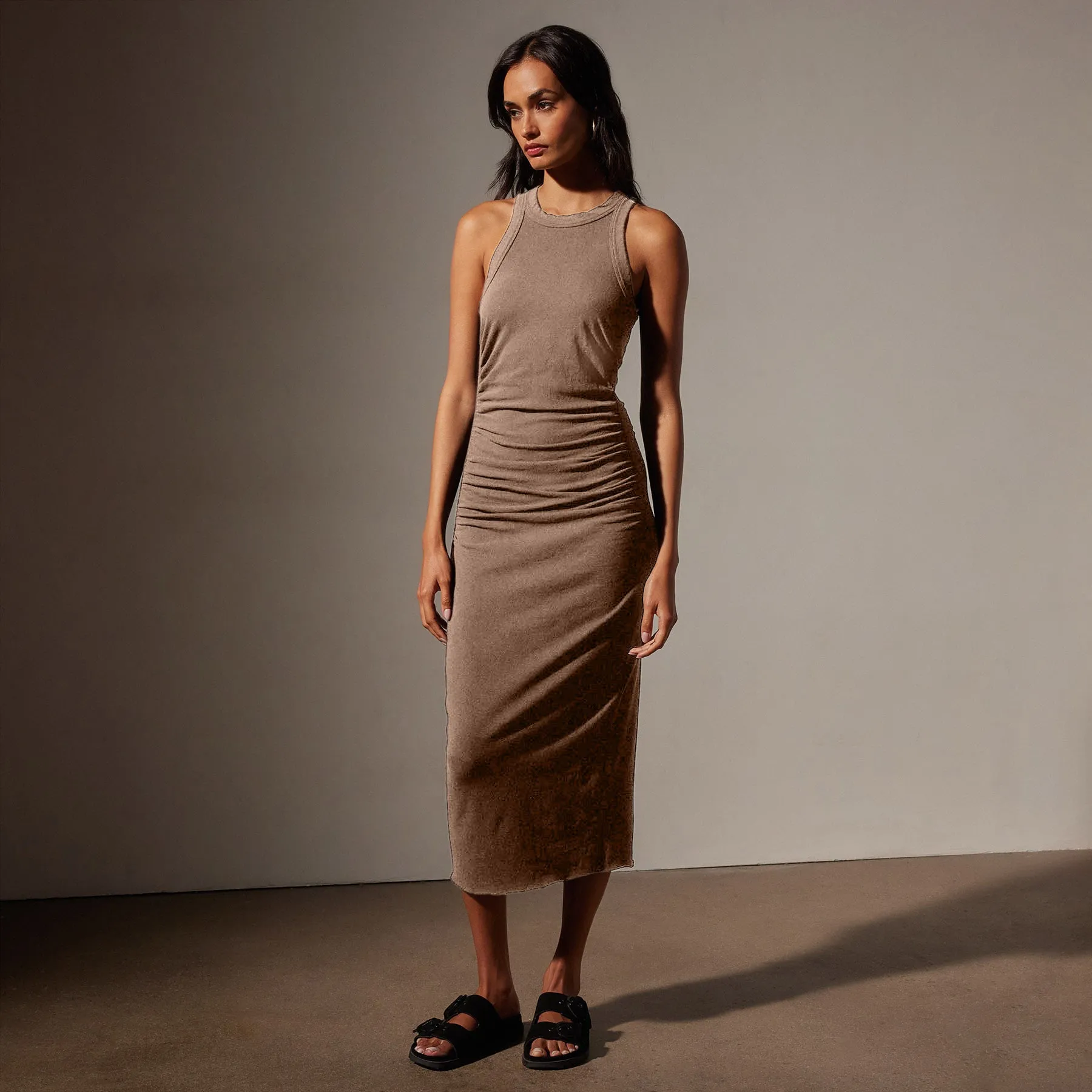 Ruched Cut Away Tank Dress - Cargo Pigment