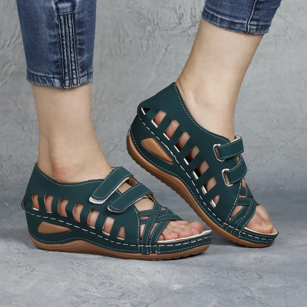 RXFSP Velcro Slope Heel Hot-selling Sandals
