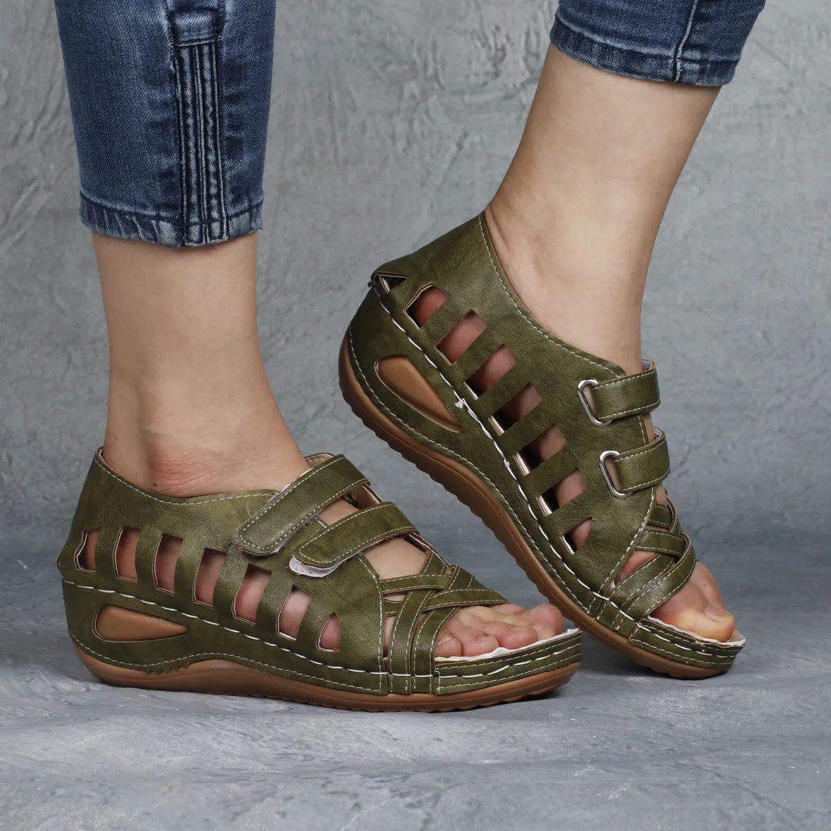 RXFSP Velcro Slope Heel Hot-selling Sandals