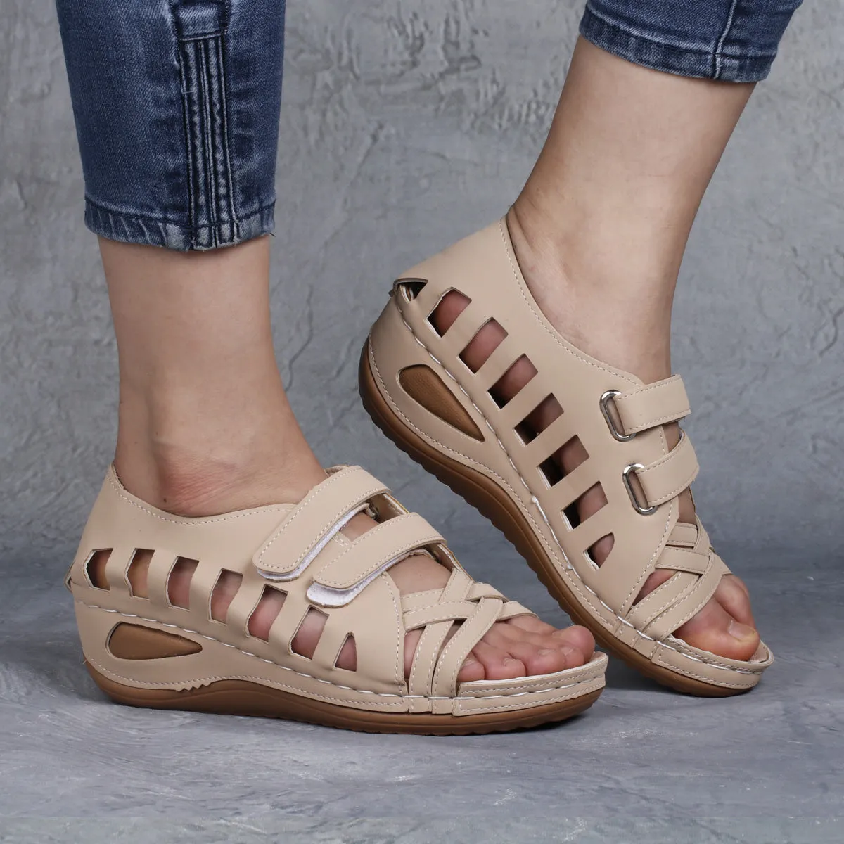 RXFSP Velcro Slope Heel Hot-selling Sandals