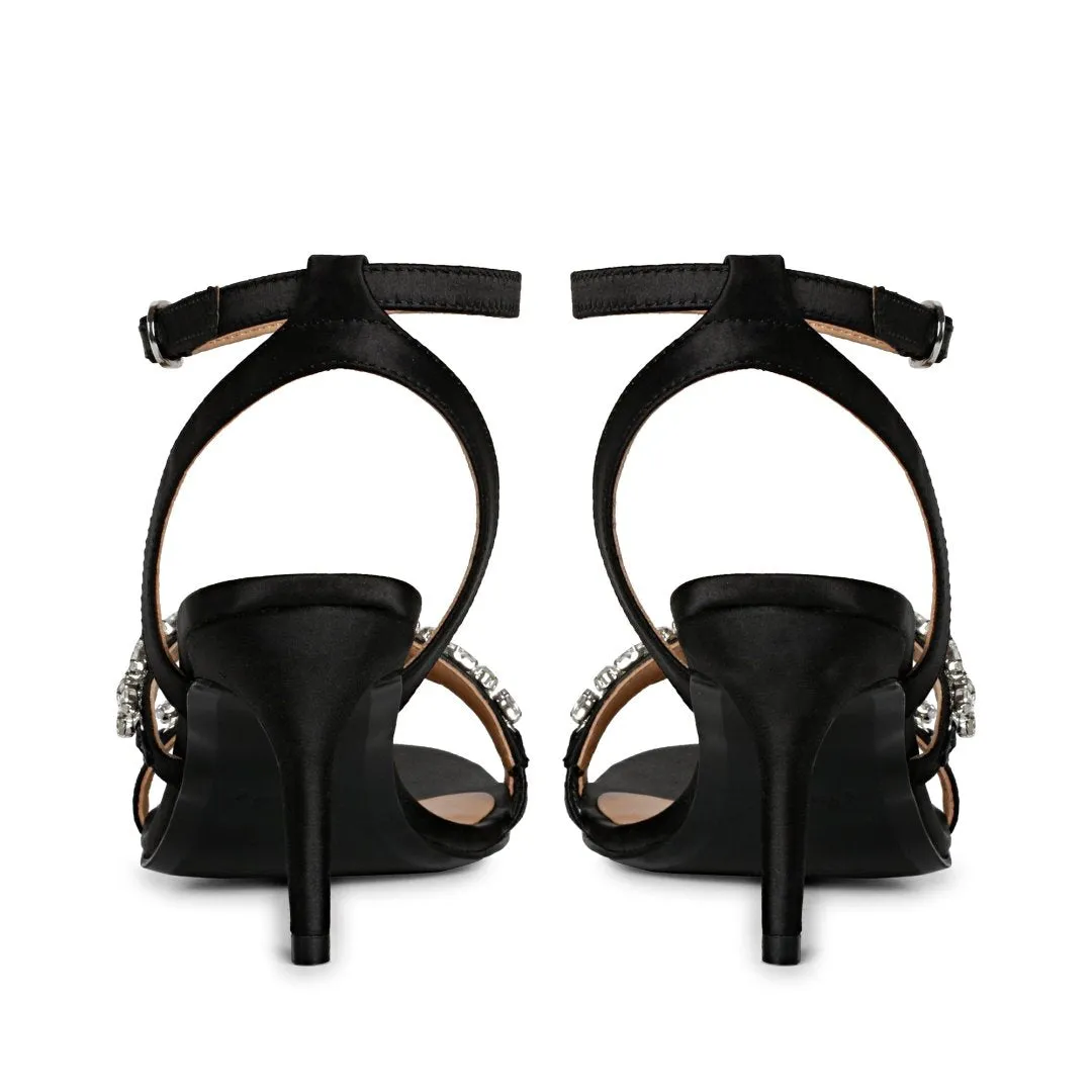 Saint Isla Stone Studded Black Leather Stilettos