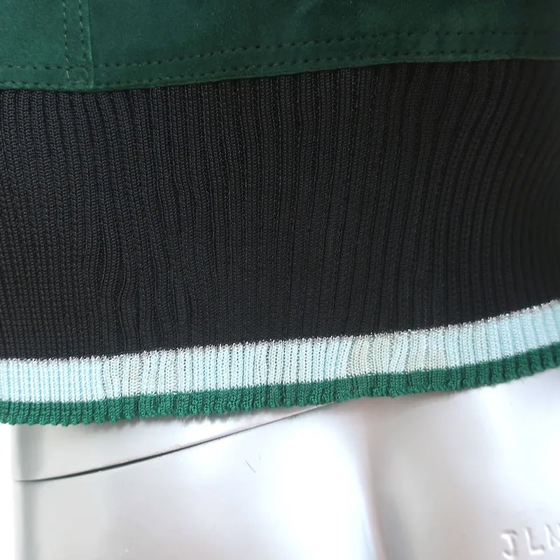 Sandro Suede Bomber Jacket Green Size 1