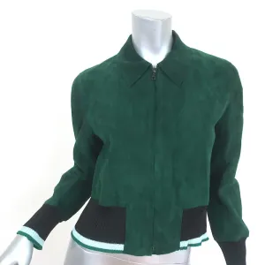 Sandro Suede Bomber Jacket Green Size 1
