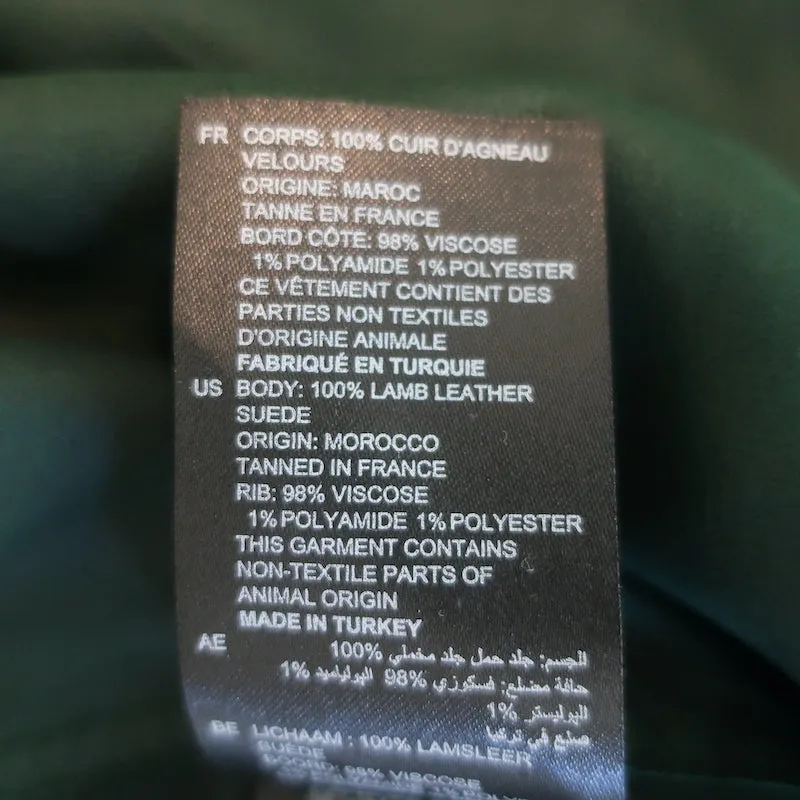Sandro Suede Bomber Jacket Green Size 1