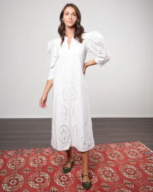santos eyelet dress - white