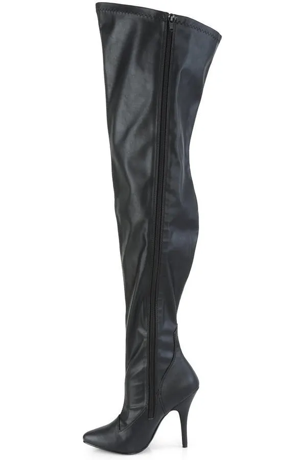 SEDUCE-3000WC Wide Calf Boot | Black Faux Leather