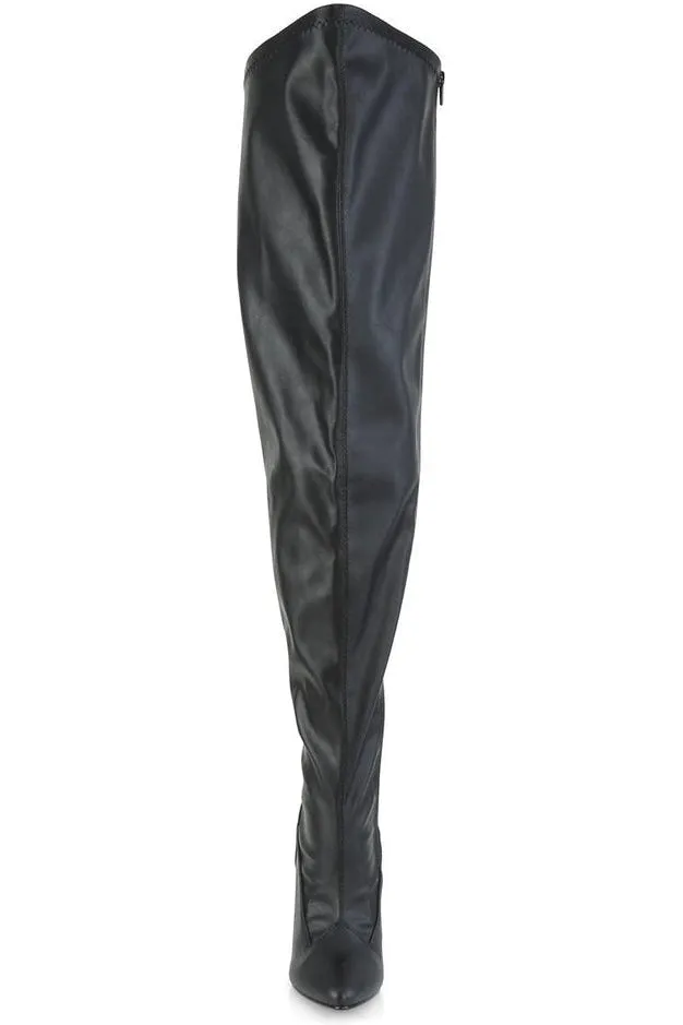 SEDUCE-3000WC Wide Calf Boot | Black Faux Leather