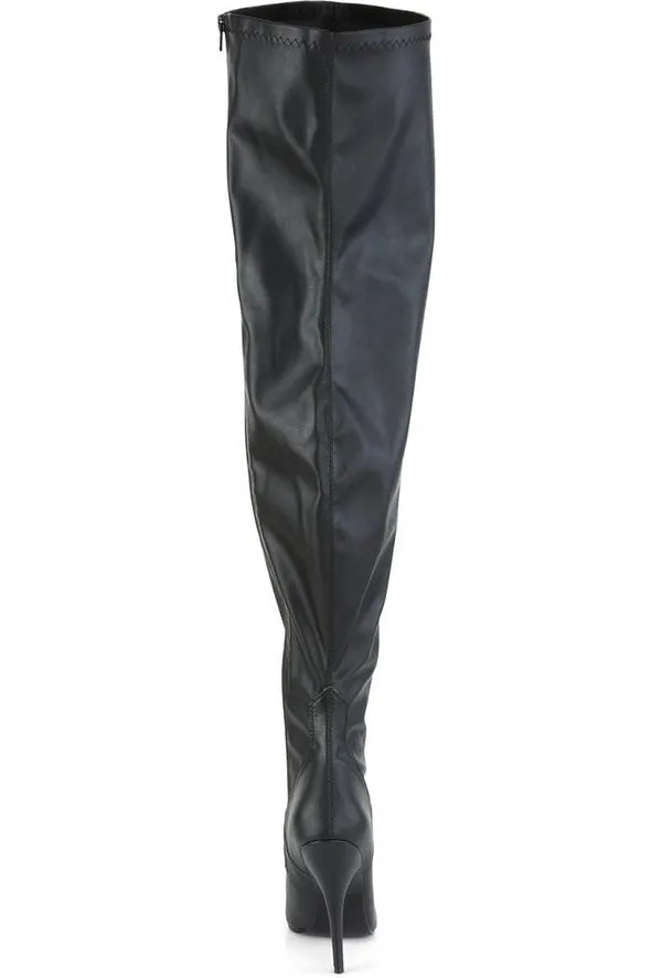SEDUCE-3000WC Wide Calf Boot | Black Faux Leather