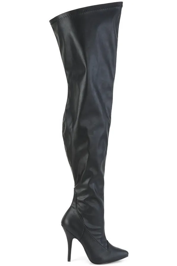 SEDUCE-3000WC Wide Calf Boot | Black Faux Leather