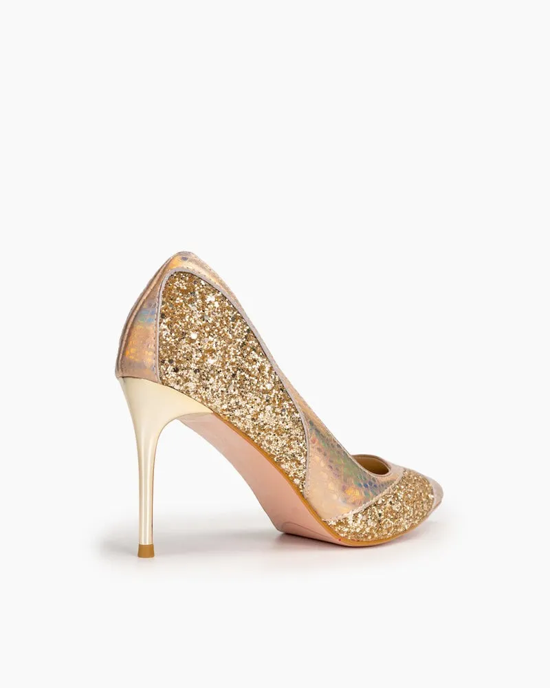 Sequins Gradient Color Heart Decorative Stilettos Heel Bridal Bride Evening Pumps