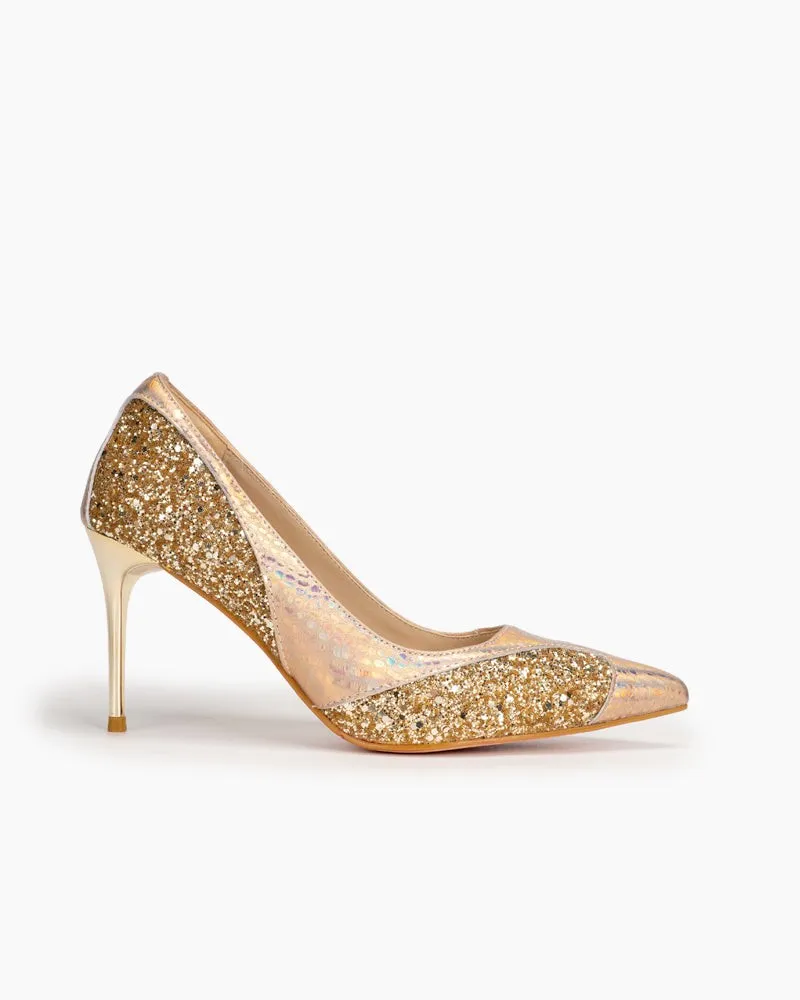 Sequins Gradient Color Heart Decorative Stilettos Heel Bridal Bride Evening Pumps
