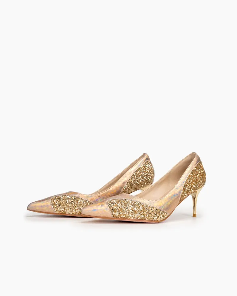 Sequins Gradient Color Heart Decorative Stilettos Heel Bridal Bride Evening Pumps