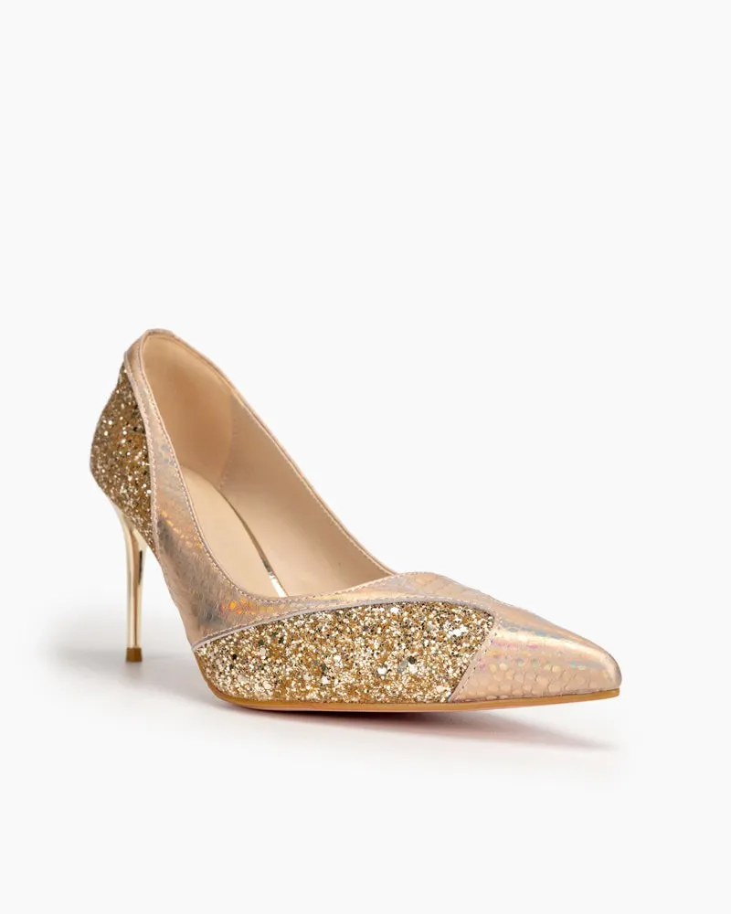 Sequins Gradient Color Heart Decorative Stilettos Heel Bridal Bride Evening Pumps