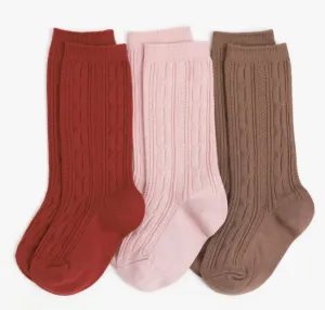 Sequoia Cable Knit Knee High Sock 3-Pack || Little Stocking Co