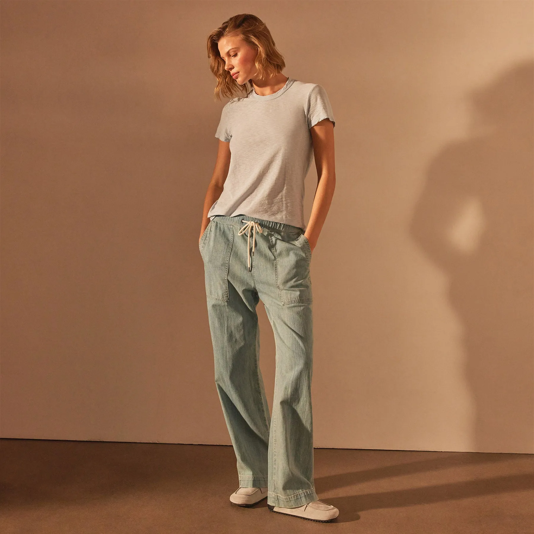 Sheer Slub Crew Neck Tee - Open Sky