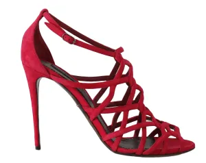 Shoes Stilettos Red Suede Strap Sandals