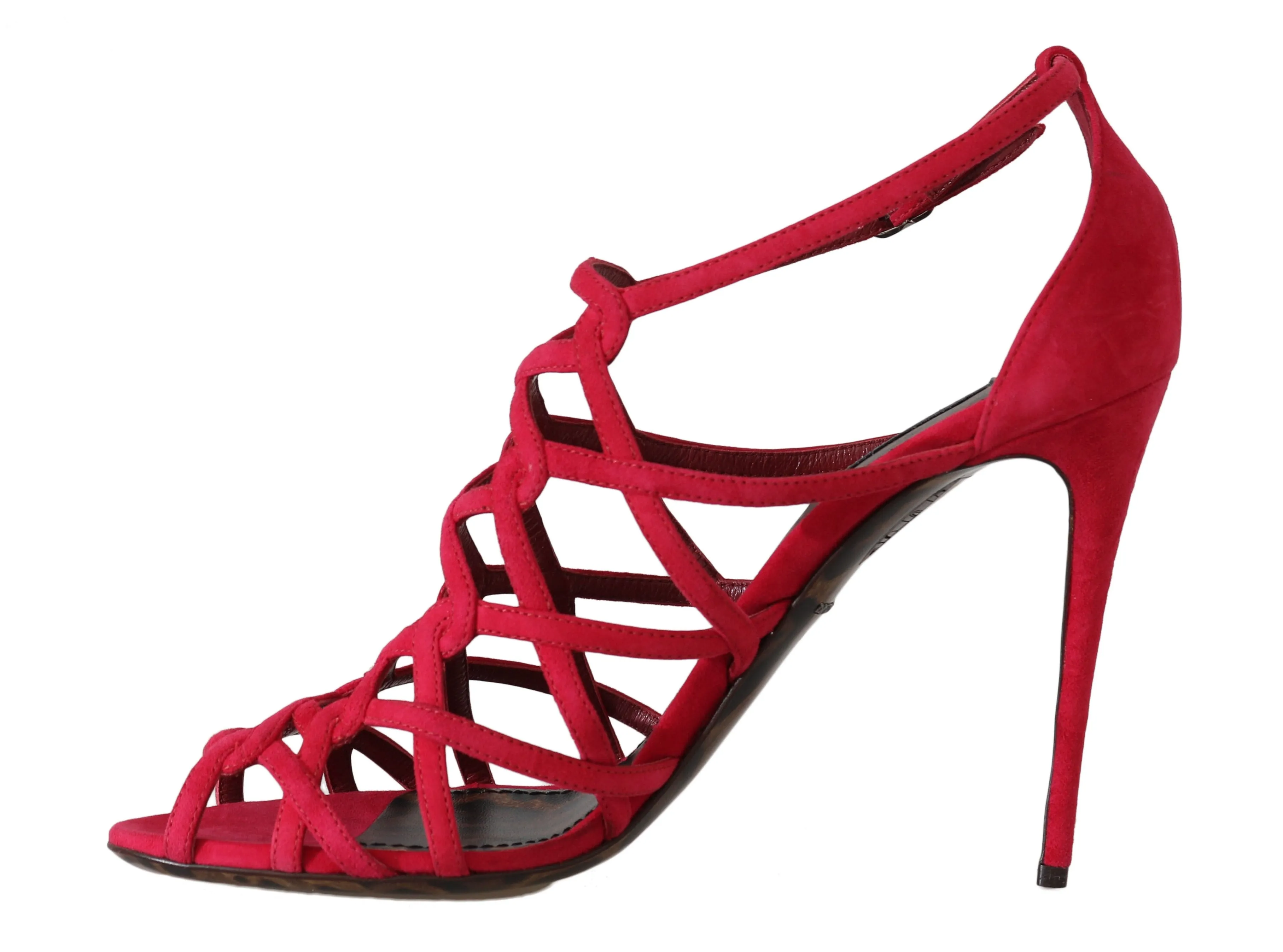 Shoes Stilettos Red Suede Strap Sandals