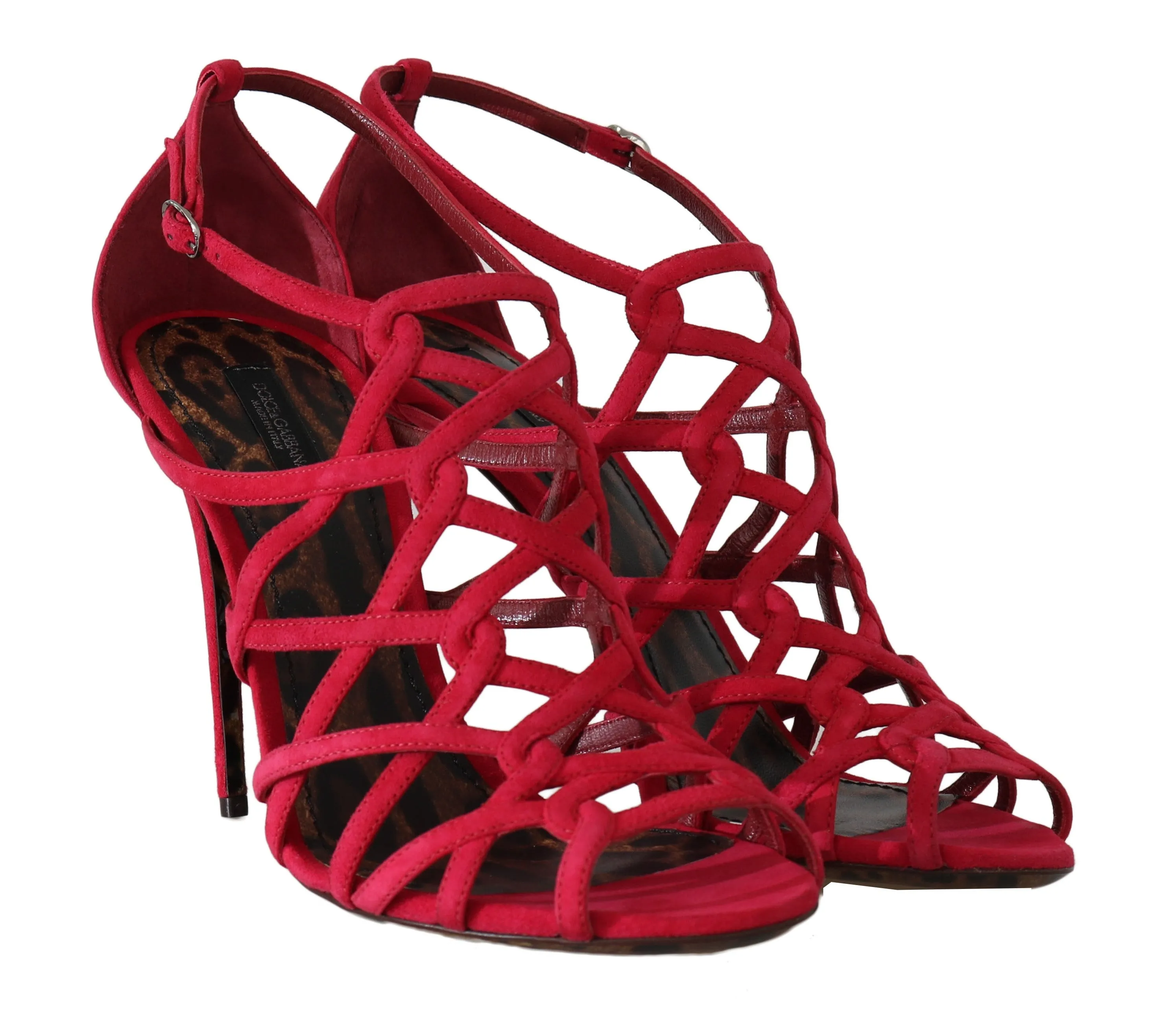 Shoes Stilettos Red Suede Strap Sandals
