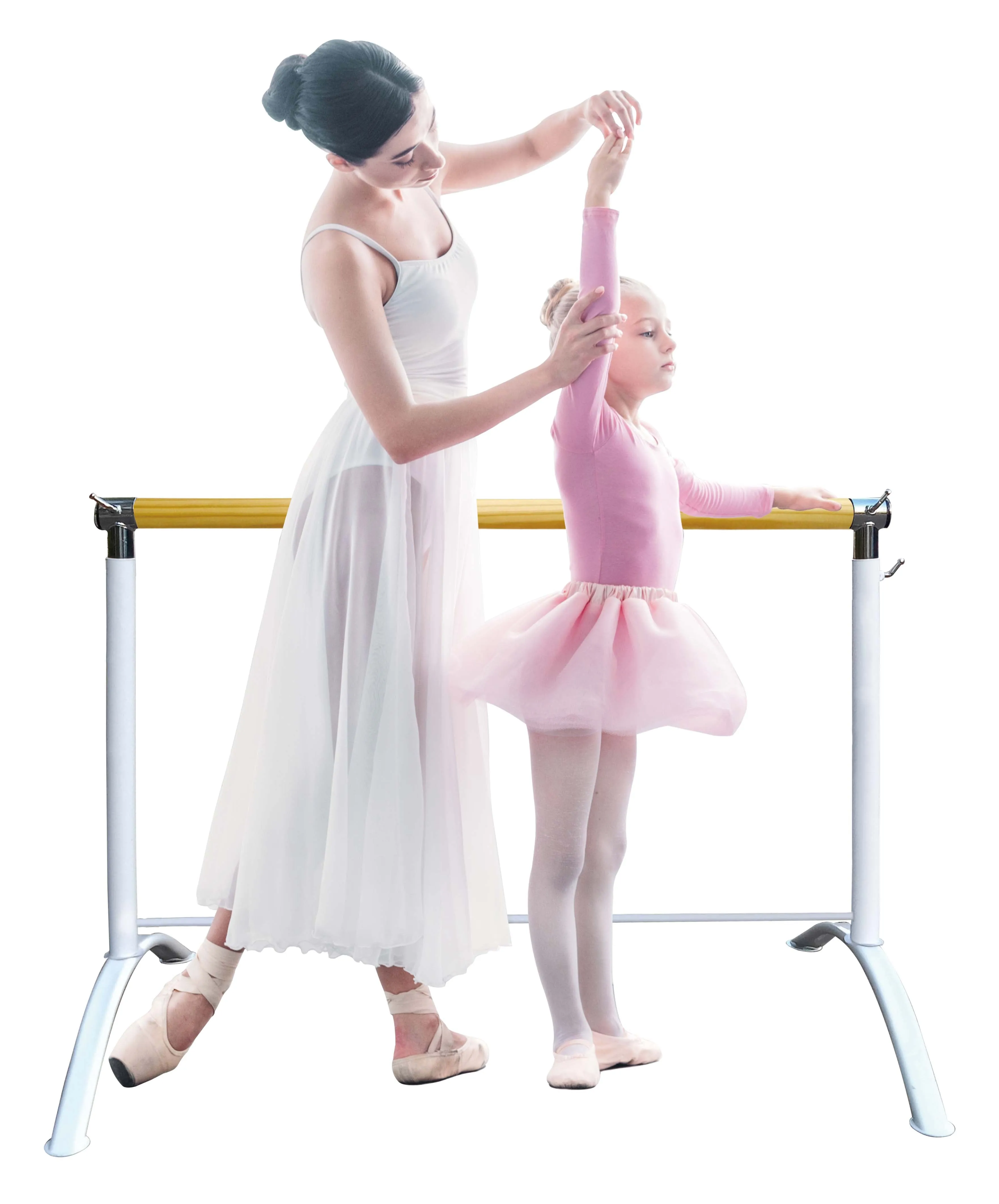 Single Bar Barre  - Curved Legs White Coffee - PINEWOOD Bar
