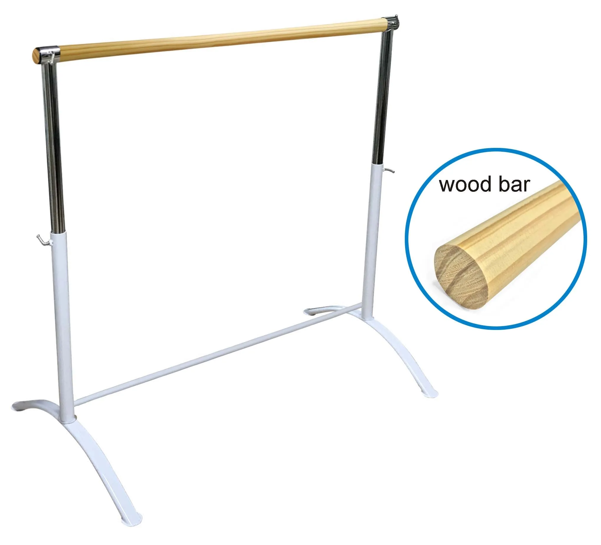 Single Bar Barre  - Curved Legs White Coffee - PINEWOOD Bar