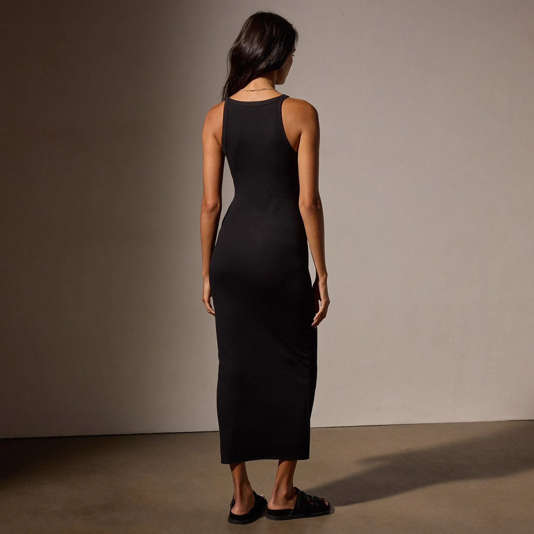 Skinny Rib Tank Dress - Black