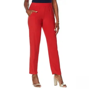 Slinky Brand Women's Flat Front Tapered Pants With Pockets