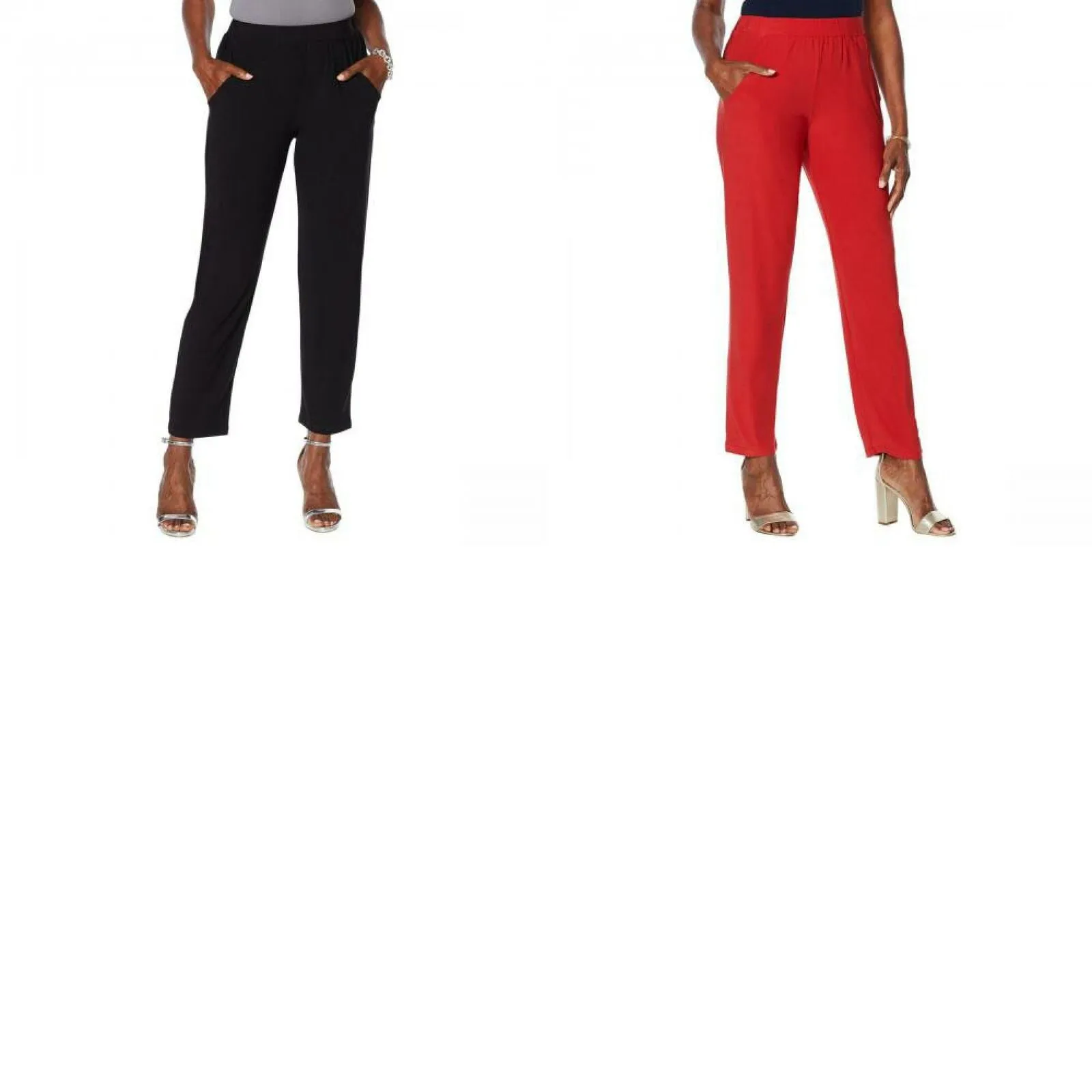 Slinky Brand Women's Flat Front Tapered Pants With Pockets