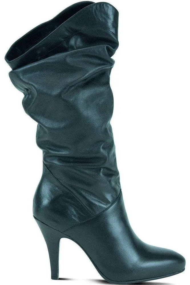 Slouch Boot - Wide Black Leather