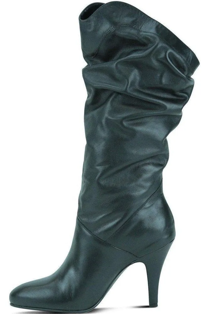 Slouch Boot - Wide Black Leather