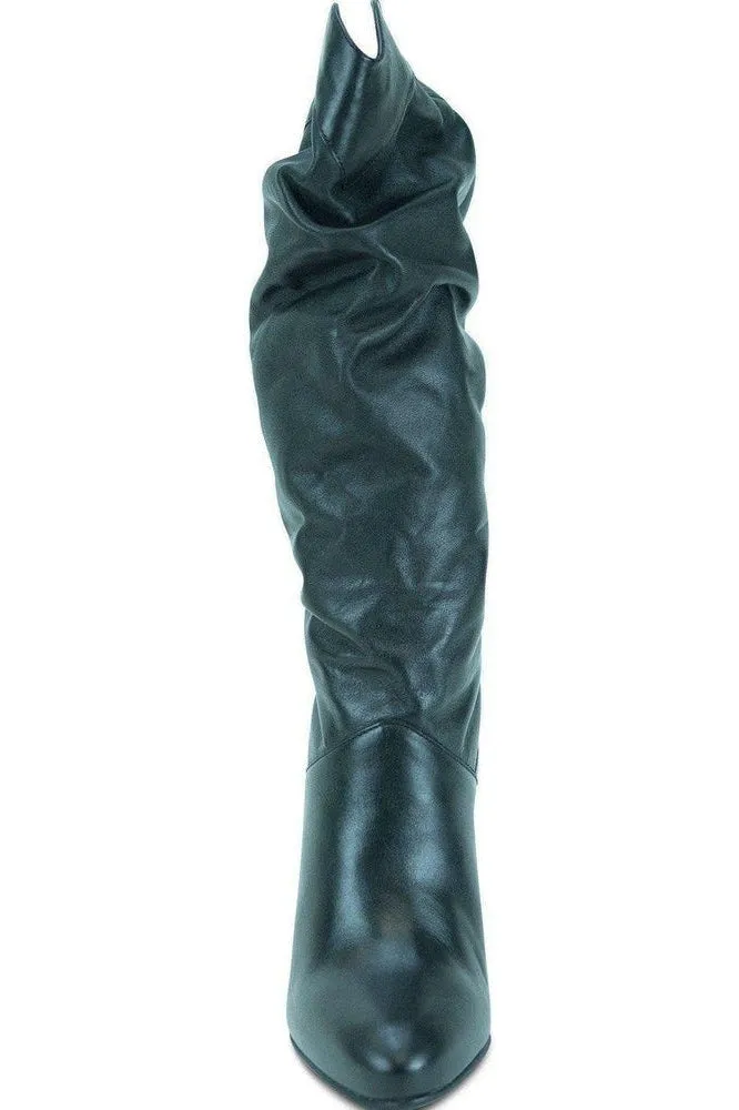 Slouch Boot - Wide Black Leather
