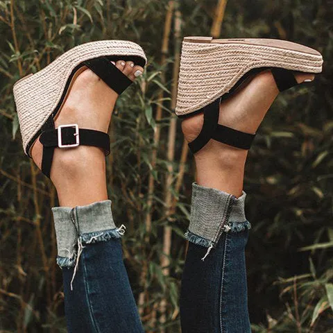 Snake print wedge sandals