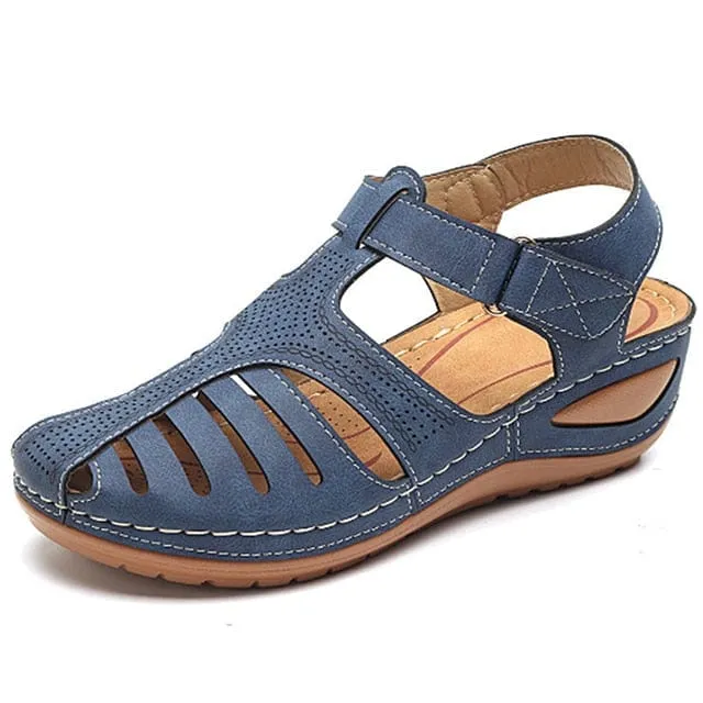 SOFT PU LEATHER CLOSED TOE VINTAGE ANTI-SLIP SANDALS