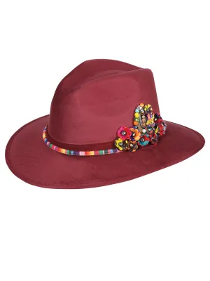 Sombrero Artesanal Medallon Frida de Gamuza para Mujer 'Mexico Artesanal' - ID: 603665