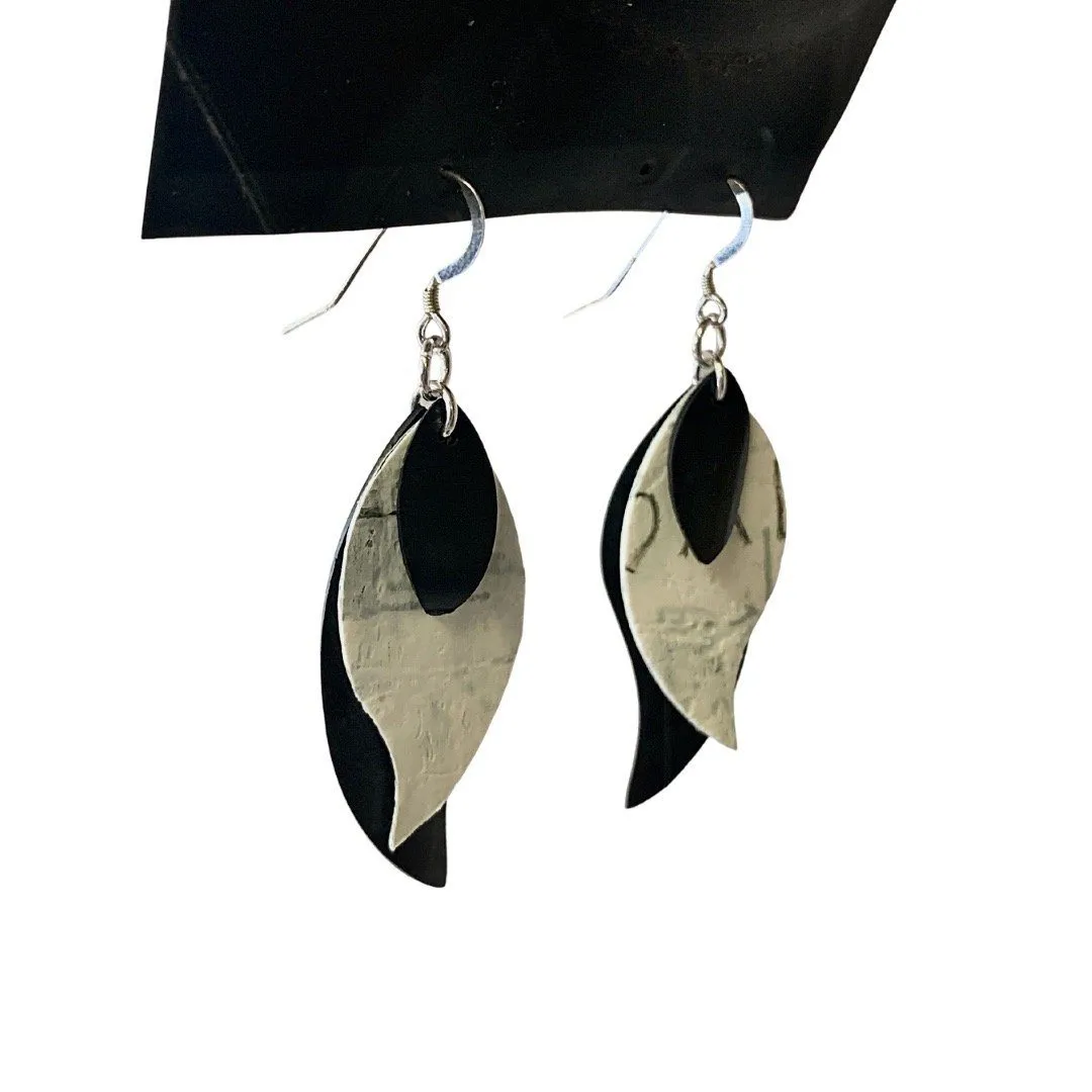 Stacked Feathers Mixed Media Earrings