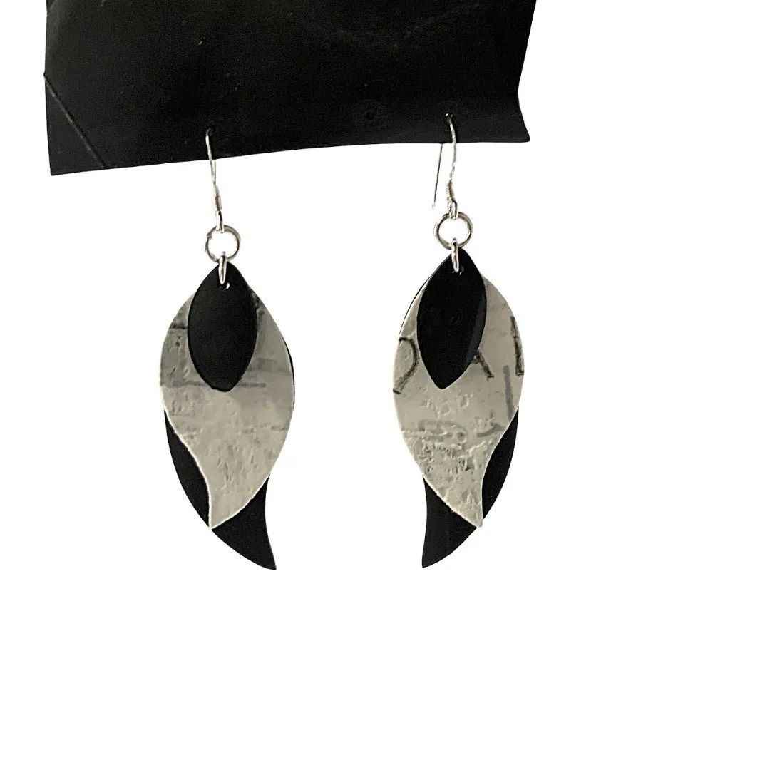 Stacked Feathers Mixed Media Earrings