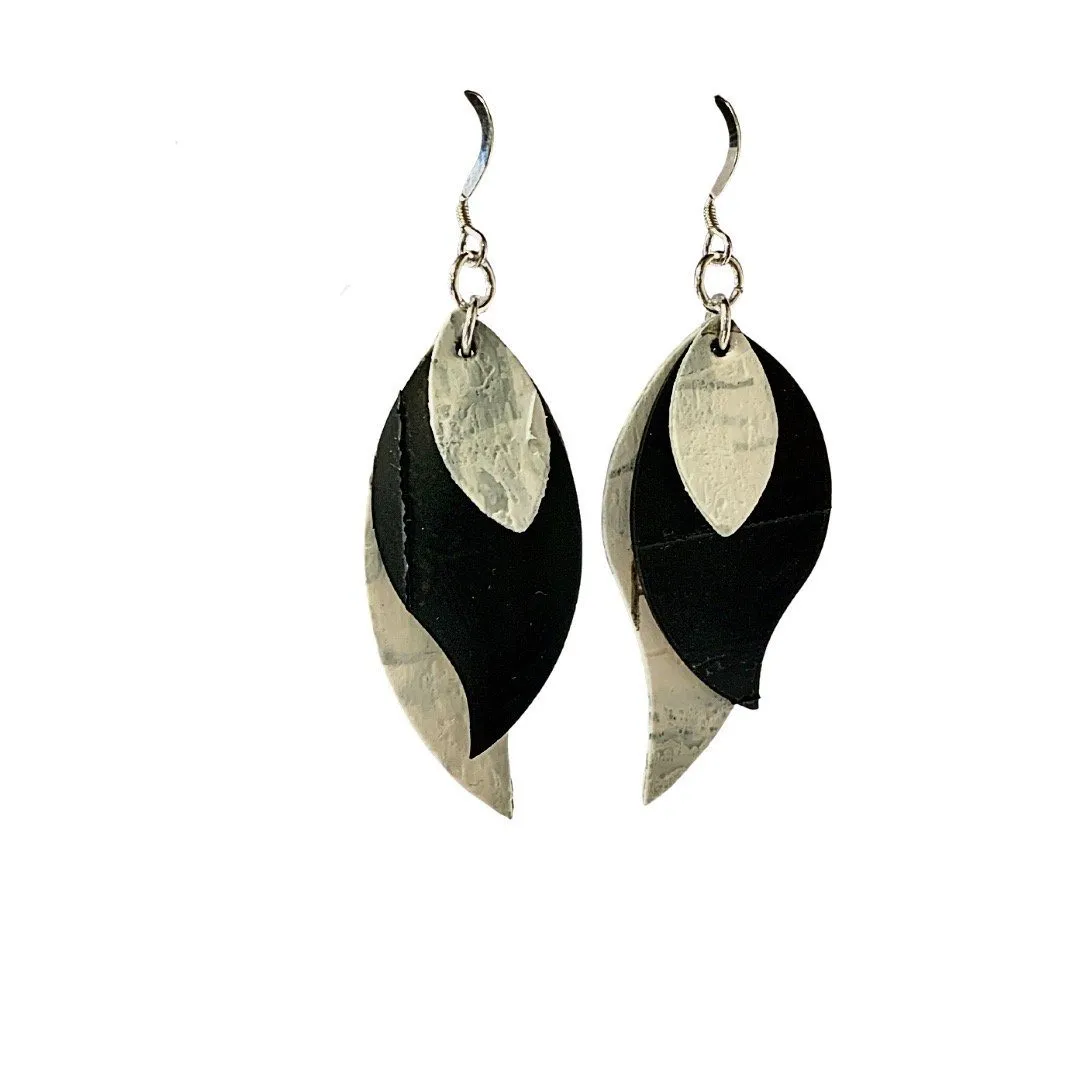 Stacked Feathers Mixed Media Earrings