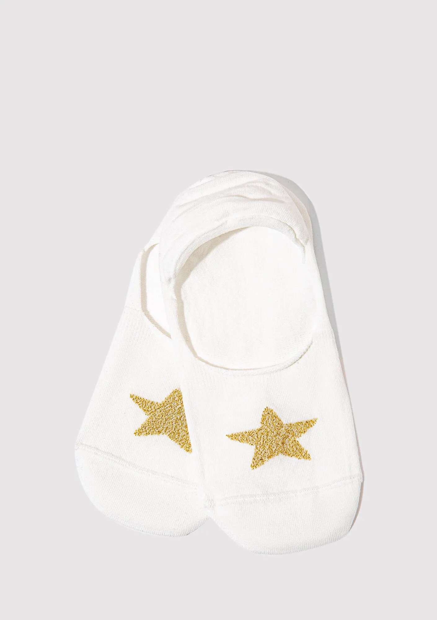 Star Emroidered White Ballerina Socks