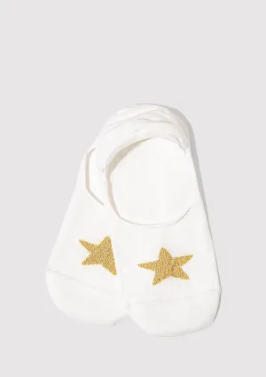 Star Emroidered White Ballerina Socks