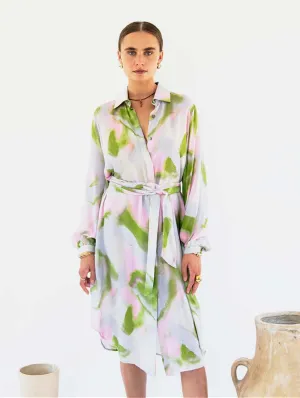 Stella Satin TENCEL™ Shirt Dress | Dreamy Print