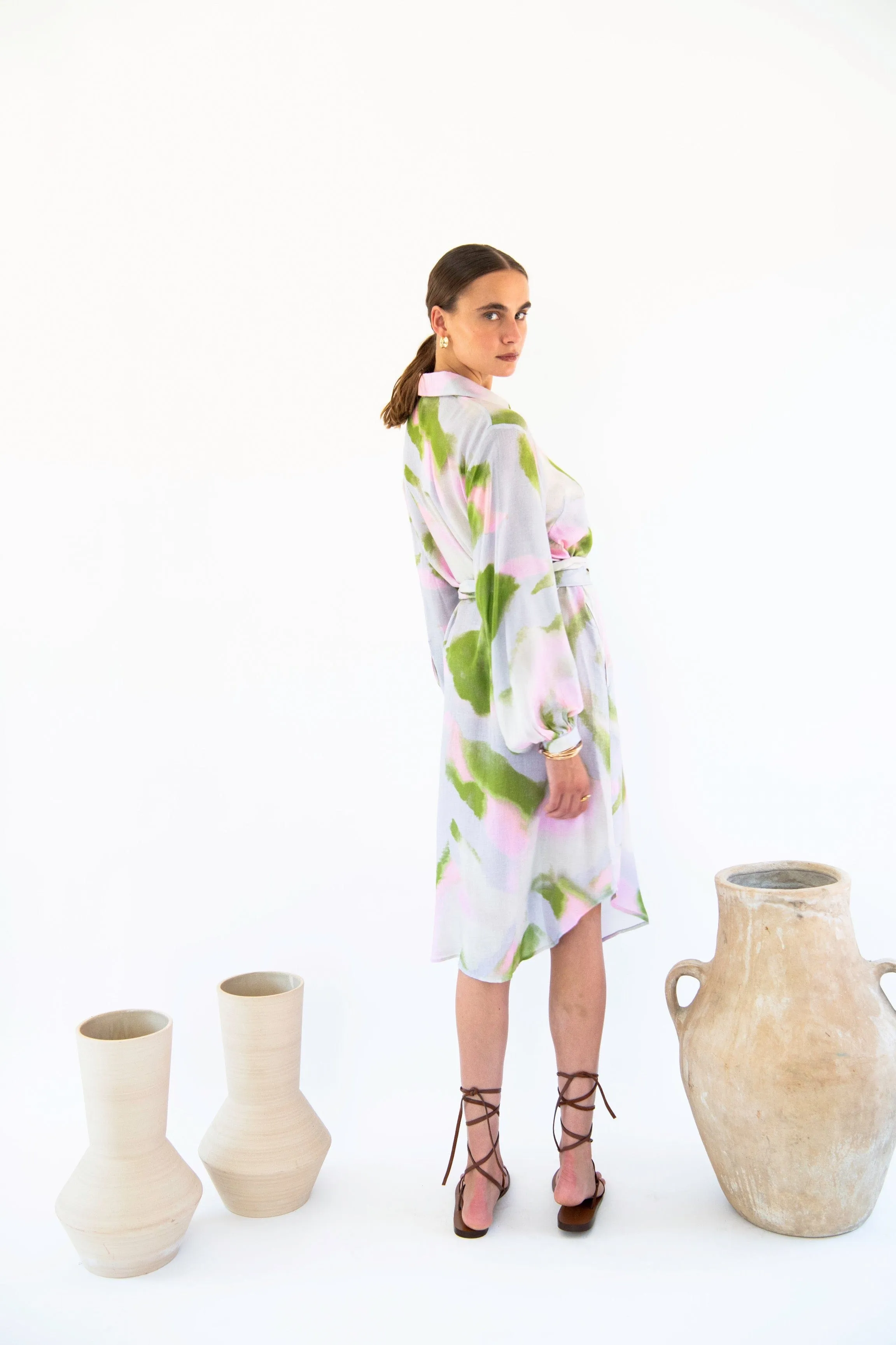 Stella Satin TENCEL™ Shirt Dress | Dreamy Print