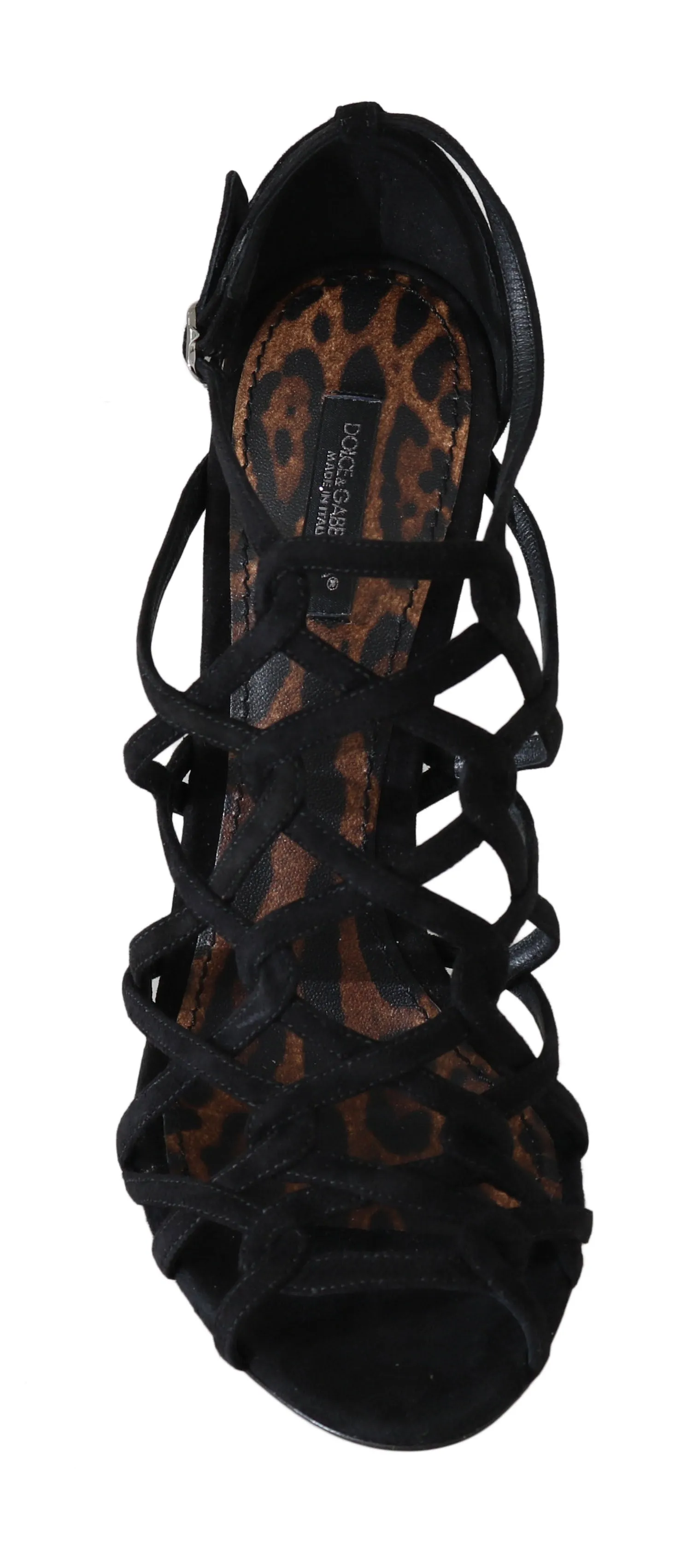 Stilettos Black Suede Strap Sandals