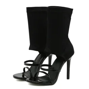 Stretch Sandals Peep Toe Ankle Strap Hollow Pumps