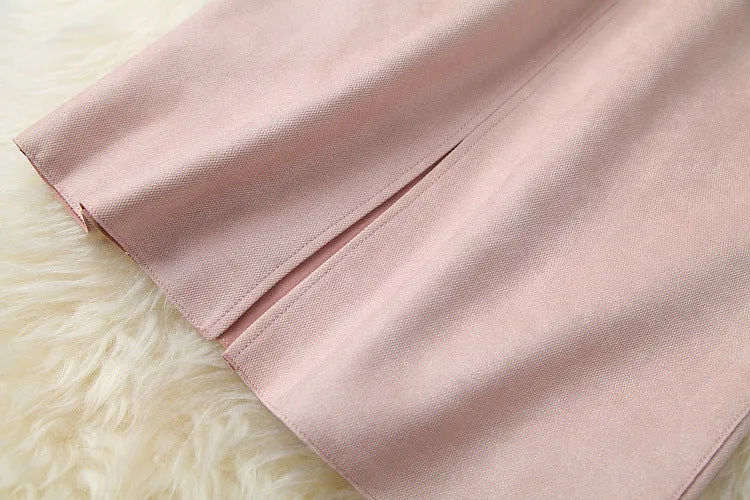 Suede Velvet Splicing Net Yarn Elastic Waist Tops Bodycon Split Skirt Two-piece Set Blue