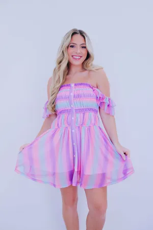 Summer Rainbows Smocked Mini Dress - 2 Colors