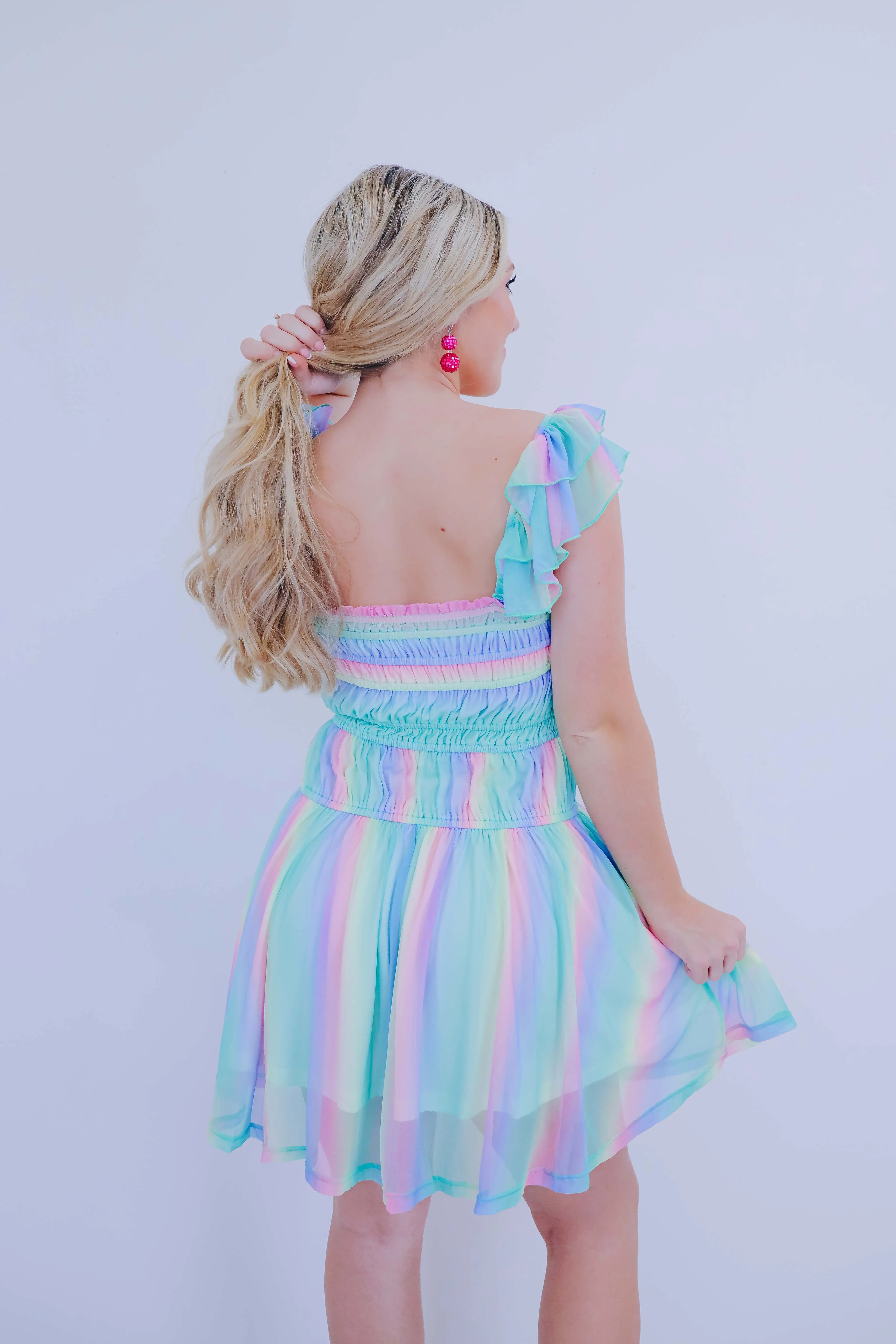 Summer Rainbows Smocked Mini Dress - 2 Colors