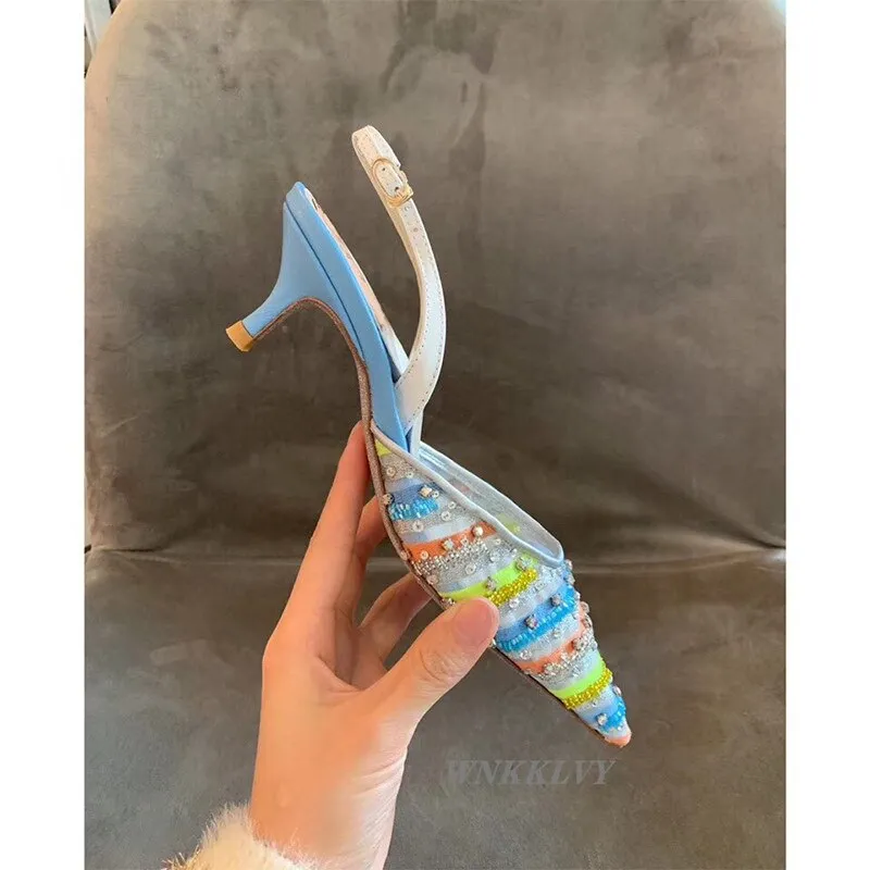 Summer sandals women rainbow diamond colorful