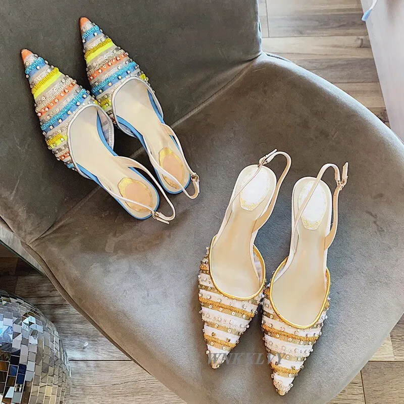 Summer sandals women rainbow diamond colorful