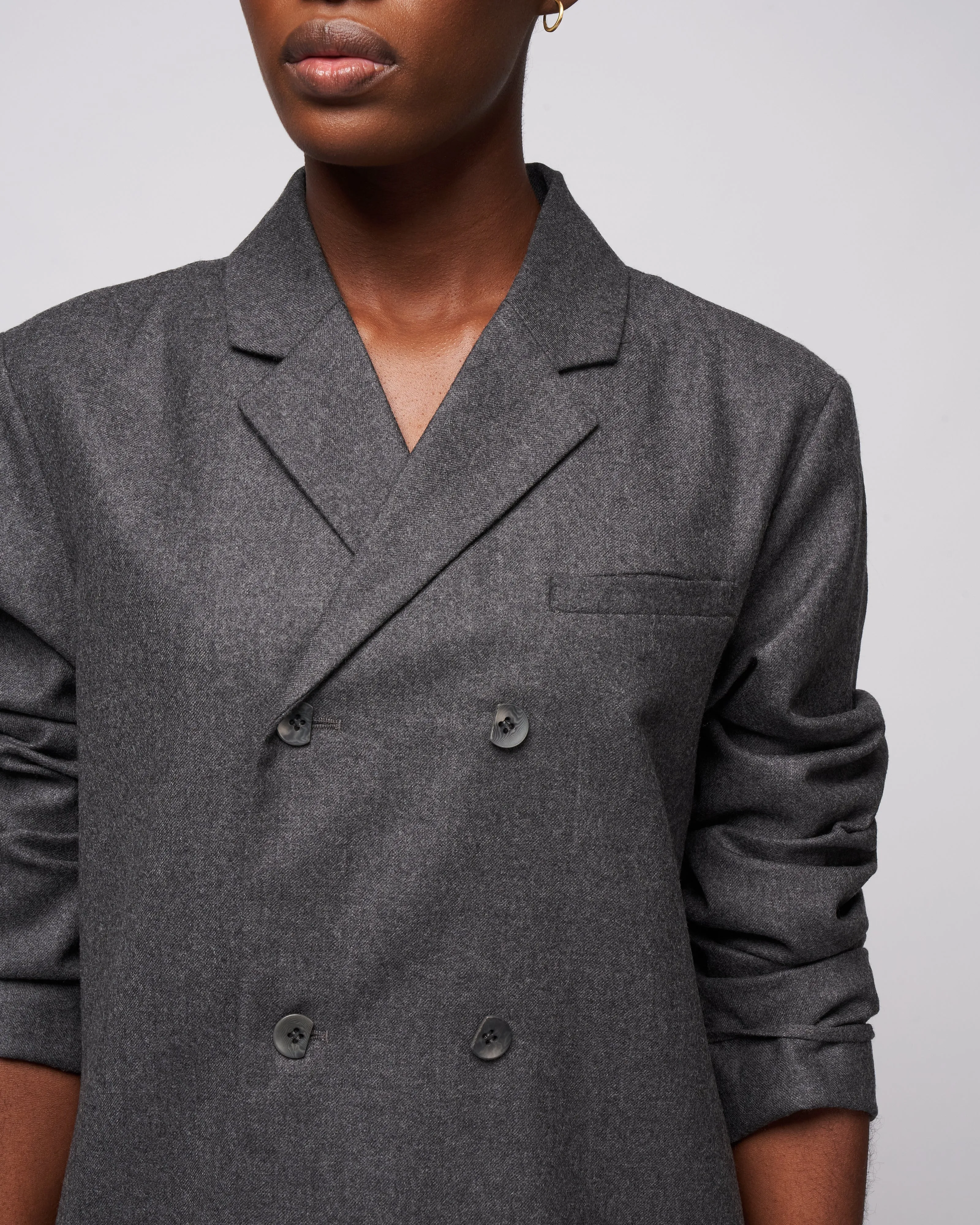 superfine wool flannel slim db shirt jacket - medium heather grey
